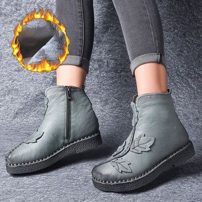 Winter-retro-leder-samt-stiefel | Geschenk Schuhe