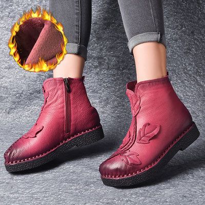 Winter-retro-leder-samt-stiefel | Geschenk Schuhe