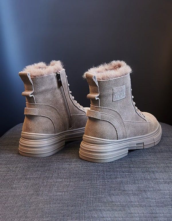 Winter-wildleder-schneestiefel Mit Dickem Flush-liner