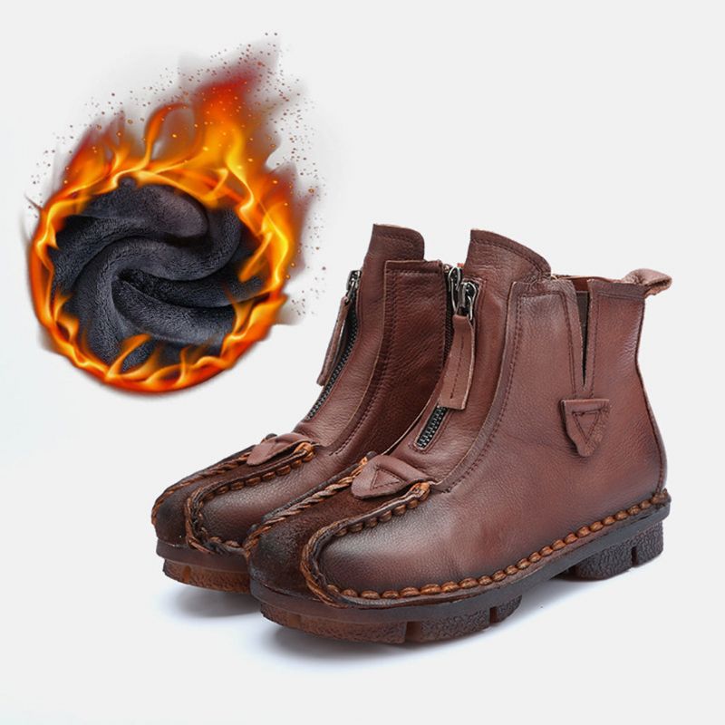 Winterleder Handgefertigte Retro Kurze Stiefel | Geschenk Schuhe