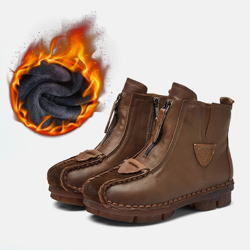 Winterleder Handgefertigte Retro Kurze Stiefel | Geschenk Schuhe