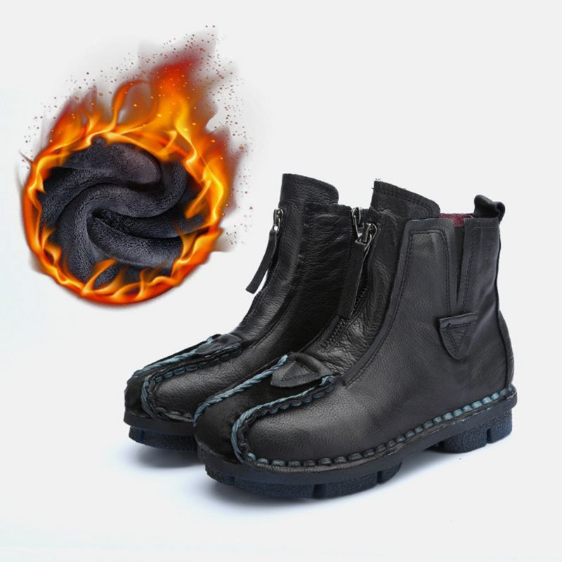 Winterleder Handgefertigte Retro Kurze Stiefel | Geschenk Schuhe