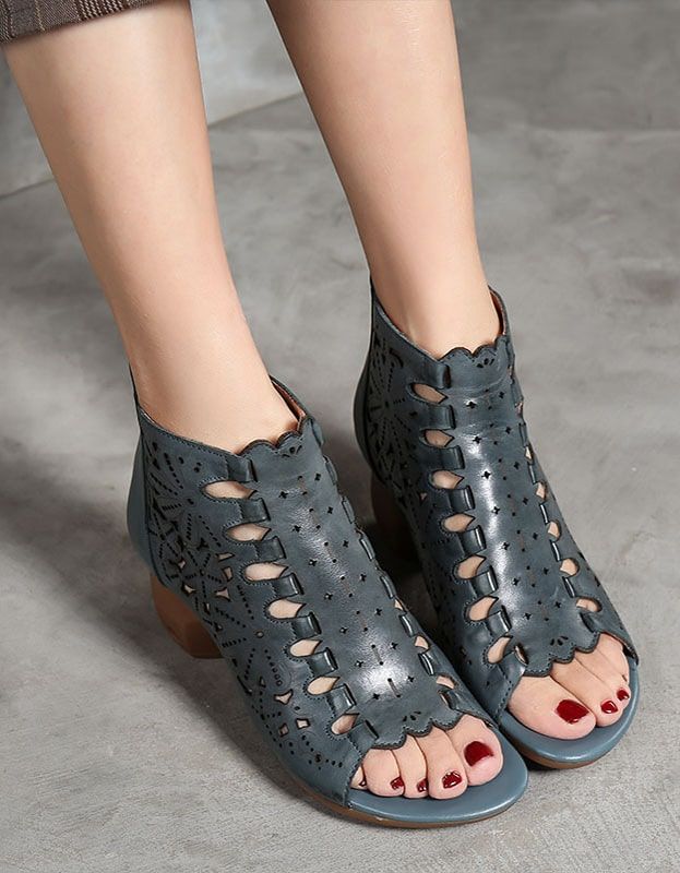 Damenmode Open Toe Chunky Heels Sandalen