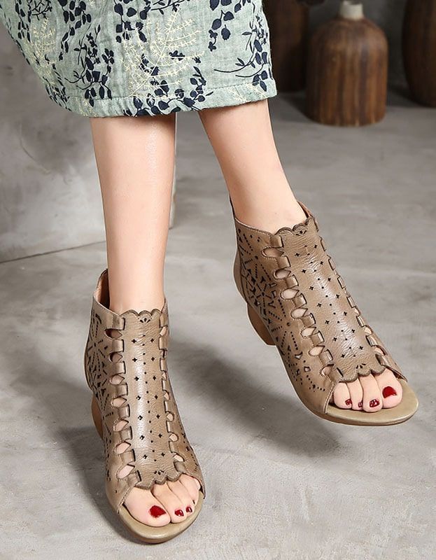 Damenmode Open Toe Chunky Heels Sandalen