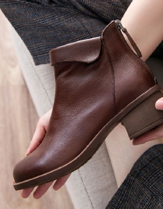 Damenstiefel Mit Klobigem Absatz Aus Leder Im Retro-stil