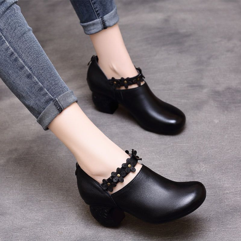 Frauen Retro Chunky Heels Schuhe