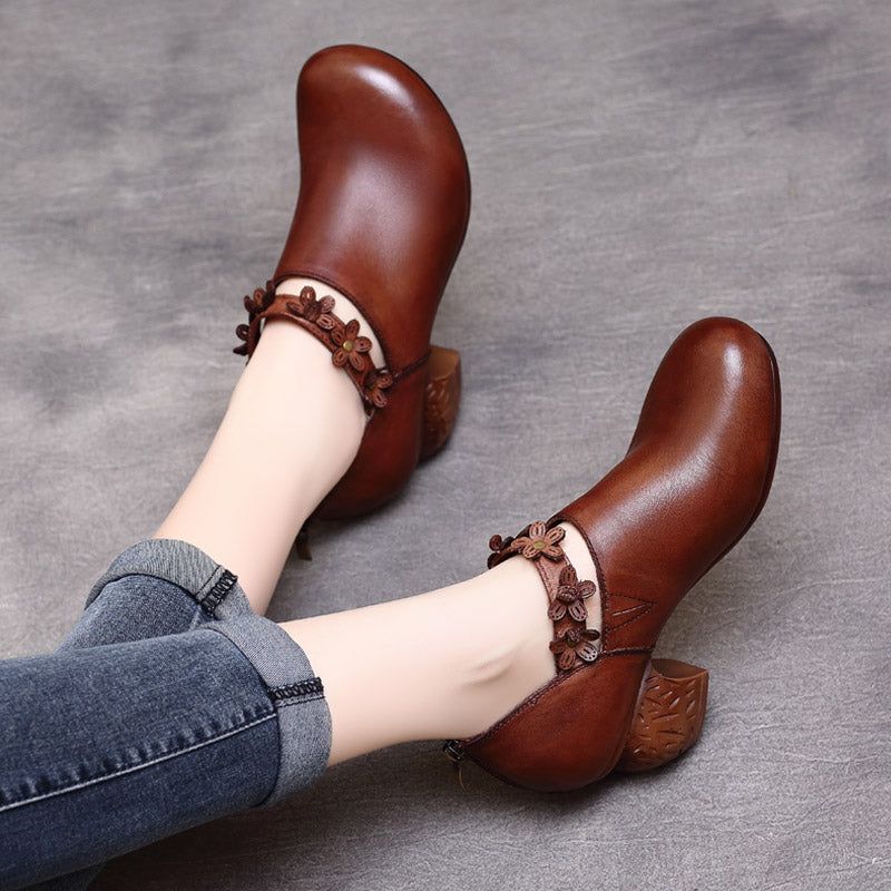 Frauen Retro Chunky Heels Schuhe