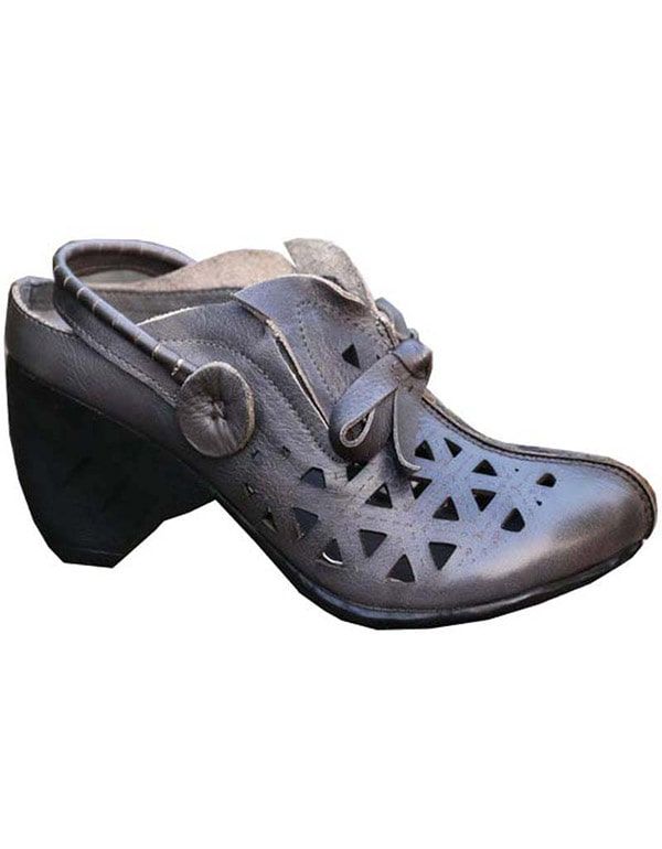 Handgefertigte Retro-schuhe Aus Leder Mit Dicken Absätzen