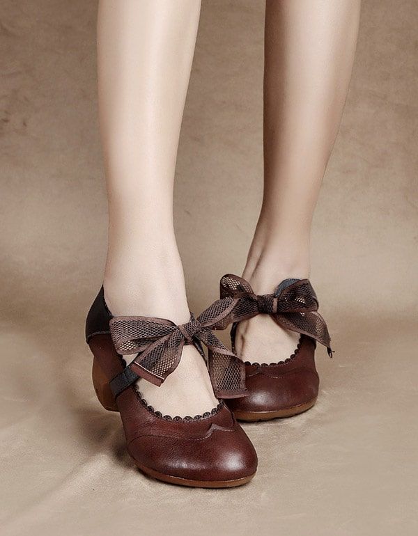 Handgefertigte Vintage Elegante Chunky Heels