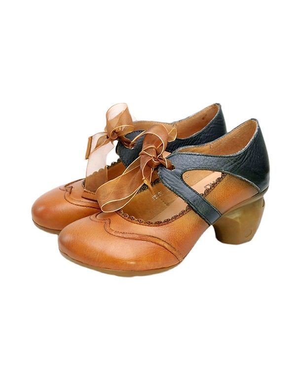 Handgefertigte Vintage Elegante Chunky Heels