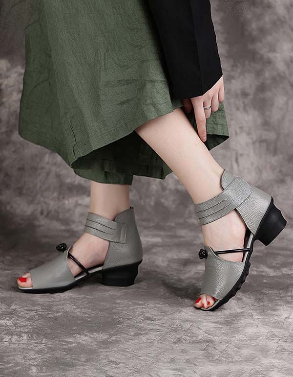 Handgemachte Chunky Sandalen Im Ethno-stil Mit Fischzehe