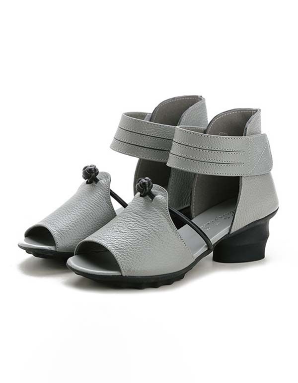 Handgemachte Chunky Sandalen Im Ethno-stil Mit Fischzehe