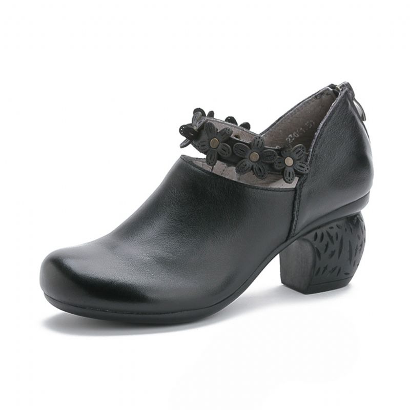 Handgemachte Klobige Retro-lederstiefel