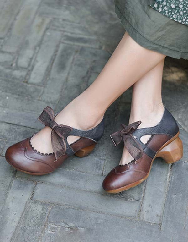 Handgemachte Vintage Elegant Ballet Chunky Heels