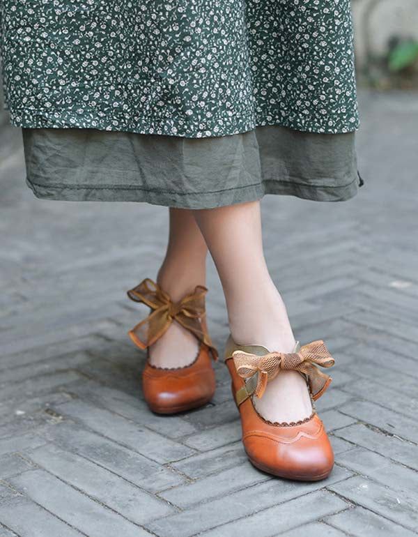 Handgemachte Vintage Elegant Ballet Chunky Heels