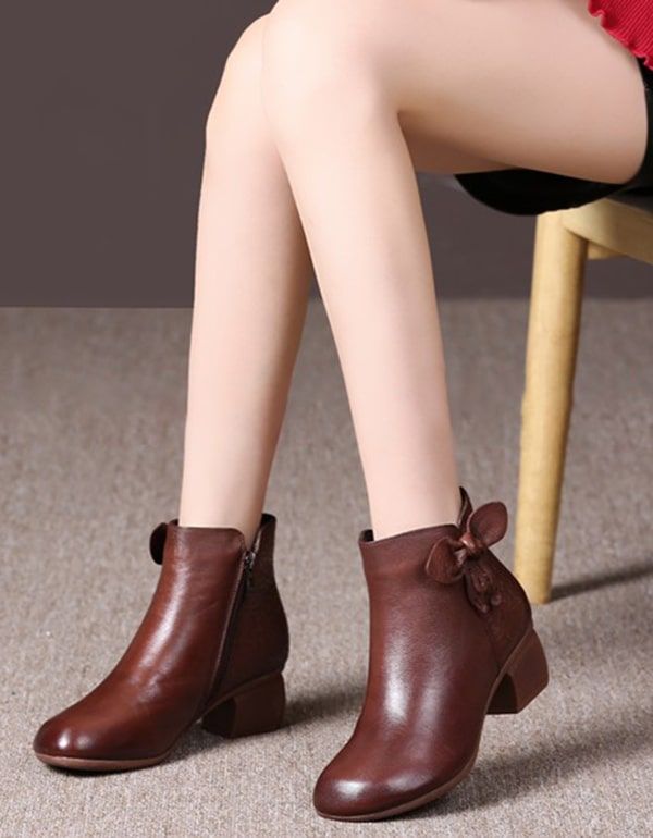 Herbst Bowknot Handmade Retro Chunky Boots