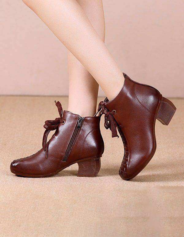 Herbst-winter-elegante Chunky Heels Retro-stiefel