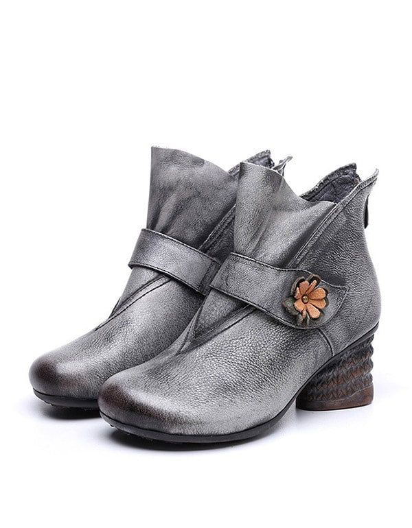 Herbst-winter-retro-stiefel Mit Dickem Absatz