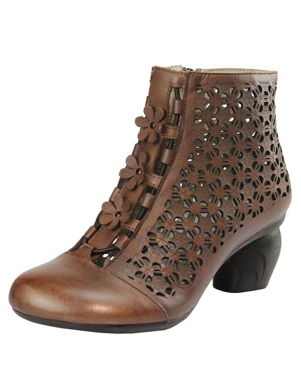 Retro-leder Handgefertigte Chunky Heels Schuhe