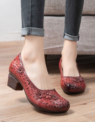 Retro-lederschuhe Rutschfeste Chunky Heels