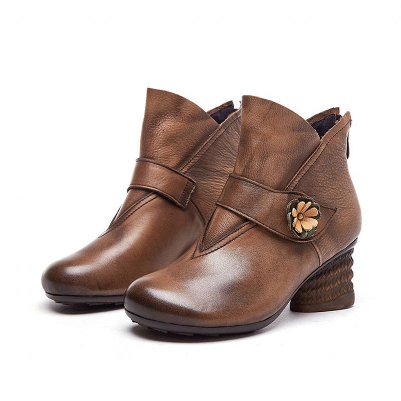 Winter-retro-leder-klobige Stiefeletten | Geschenk Schuhe