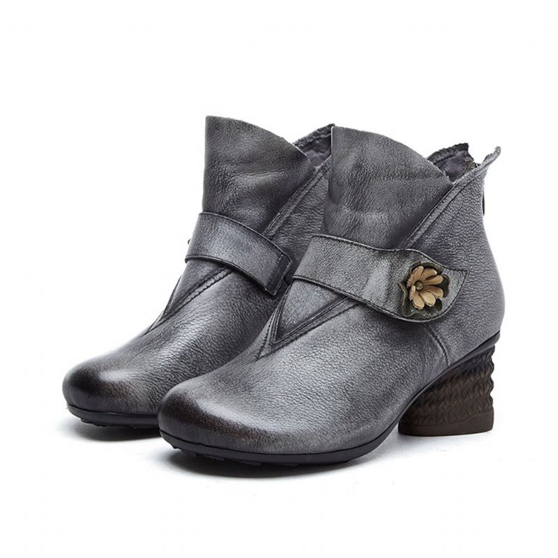 Winter-retro-leder-klobige Stiefeletten | Geschenk Schuhe