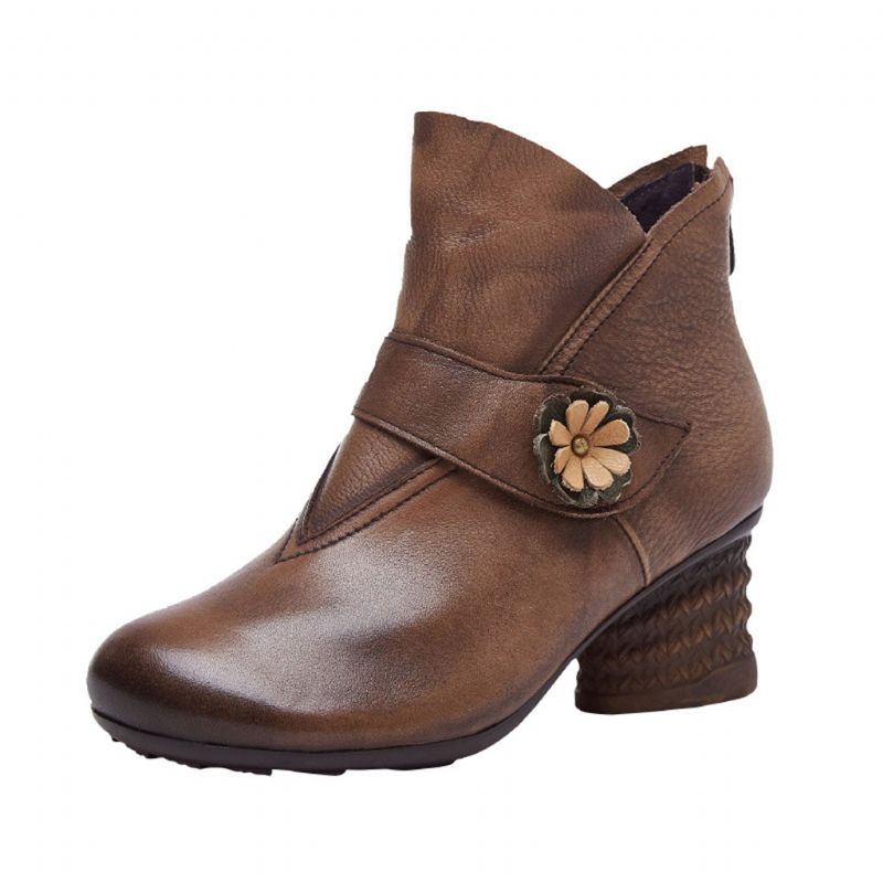 Winter-retro-leder-klobige Stiefeletten | Geschenk Schuhe