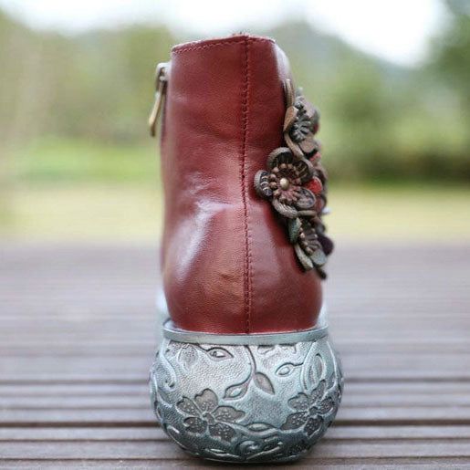 Blume Handgefertigte Retro-keilstiefel | Geschenkschuhe