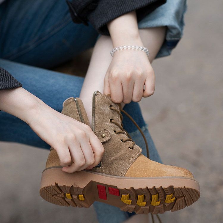 Damen-martin-stiefel Aus Leder Zum Schnüren