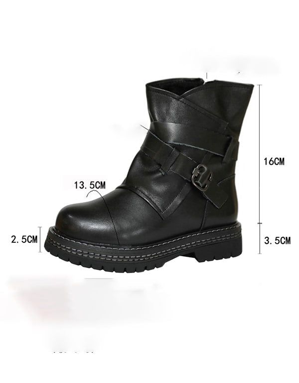 Damen-motorradstiefel Mit Dicker Sohle Und Schnalle