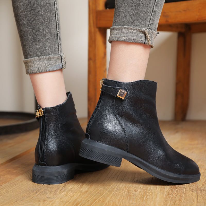 Frühlings-neue Leder-frauen-kurzstiefel Im Britischen Stil