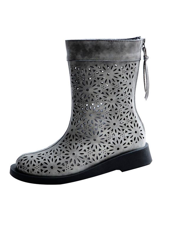 Handgefertigte Hohle Sommerstiefel Aus Leder Für Damen