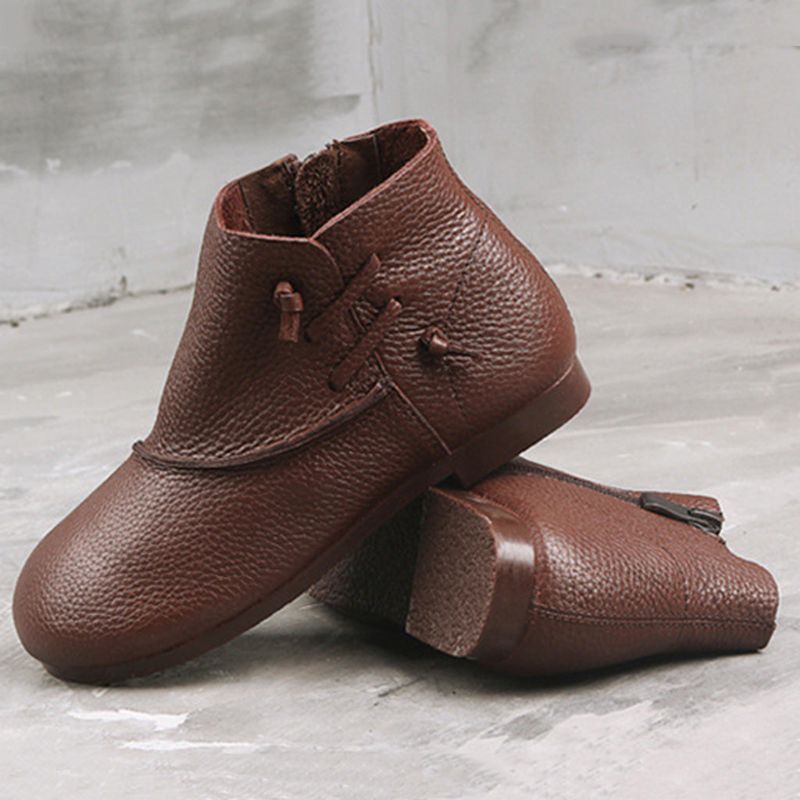 Handgefertigte Retro-lederstiefeletten Mit Weichem Boden | Geschenk Schuhe