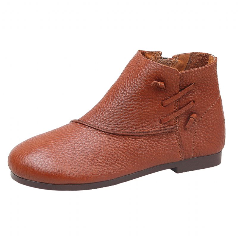 Handgefertigte Retro-lederstiefeletten Mit Weichem Boden | Geschenk Schuhe