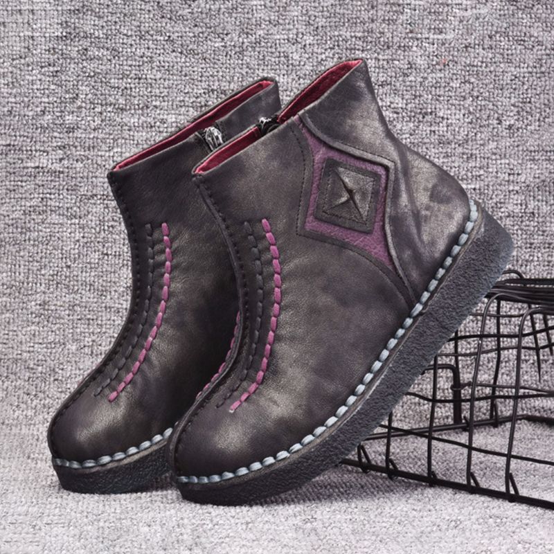 Handgefertigte Retro-stiefel Aus Echtem Leder | Geschenk Schuhe