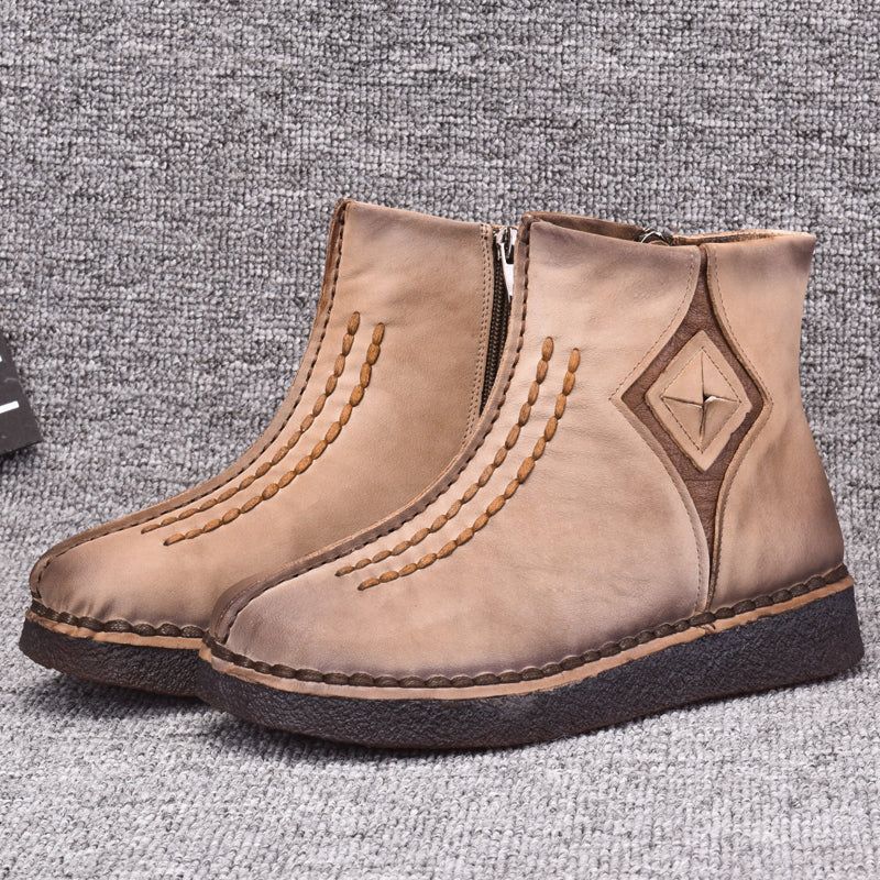 Handgefertigte Retro-stiefel Aus Echtem Leder | Geschenk Schuhe