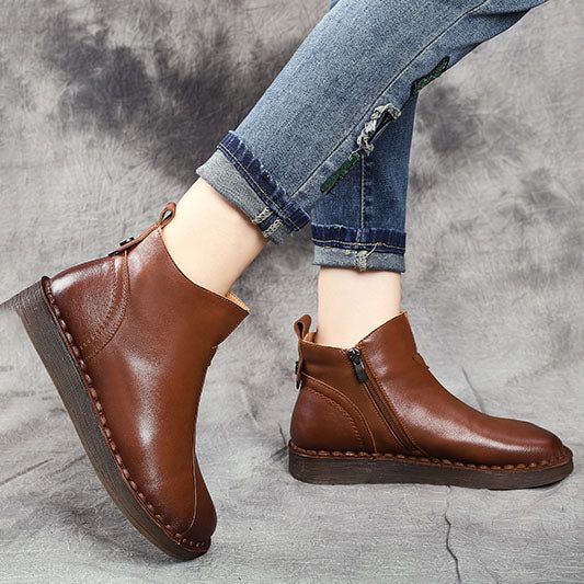 Handgefertigte Retro-stiefeletten Aus Leder | Geschenk Schuhe