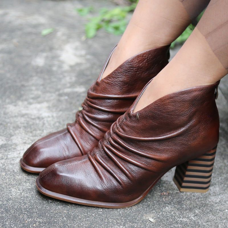 Handgefertigte Vintage Chunky Boots Aus Leder