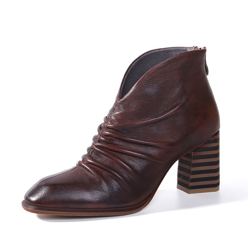 Handgefertigte Vintage Chunky Boots Aus Leder