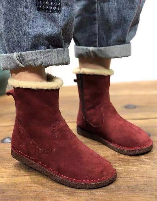 Handgemachte Retro-wildleder-winterpelzstiefel