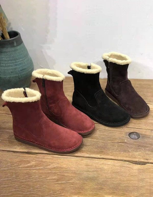 Handgemachte Retro-wildleder-winterpelzstiefel