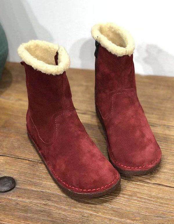 Handgemachte Retro-wildleder-winterpelzstiefel