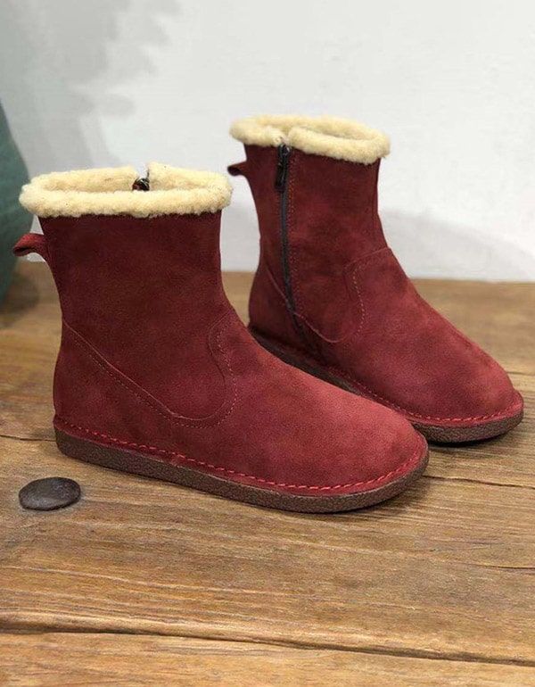 Handgemachte Retro-wildleder-winterpelzstiefel