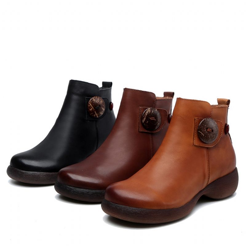 Herbst Retro Leder Handgefertigte Damenstiefel | Geschenk Schuhe