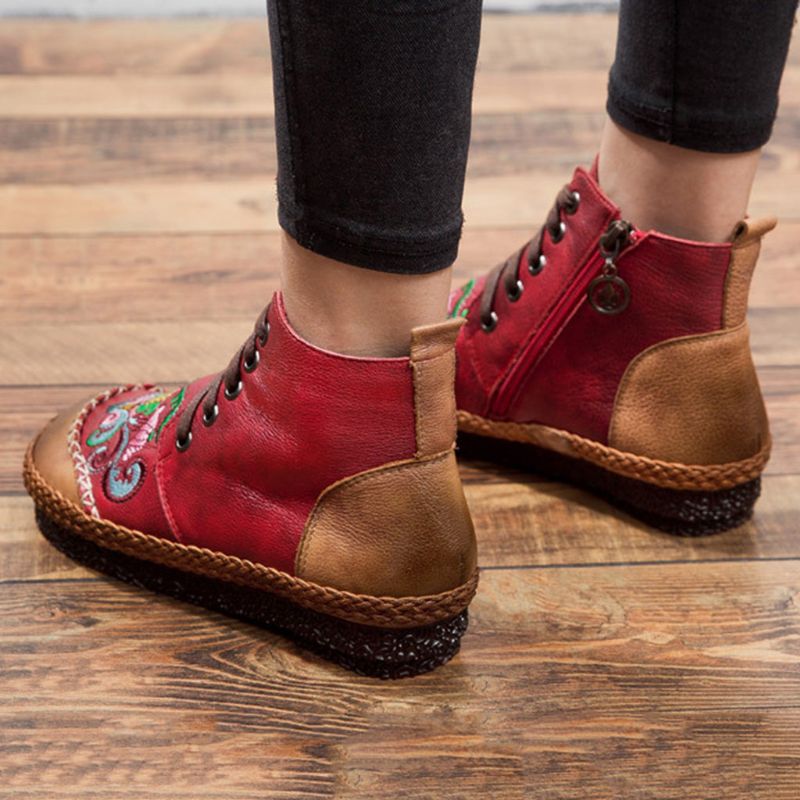 Herbst Vintage Retro Leder Handgefertigte Damenstiefel | Geschenk Schuhe