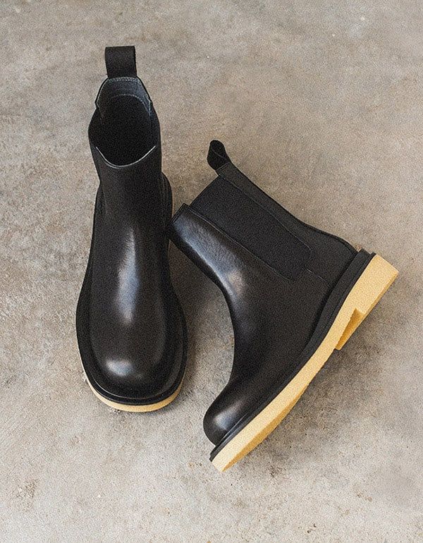 Herbst Winter Britischer Stil Chelsea Boots Schwarz