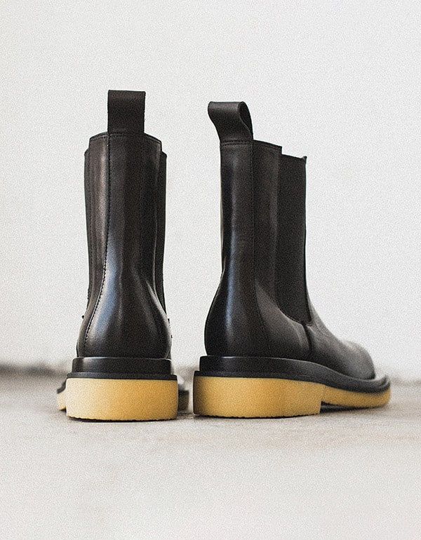 Herbst Winter Britischer Stil Chelsea Boots Schwarz