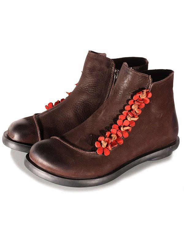 Herbst-winter-handgefertigte Retro-doppel-lederstiefel