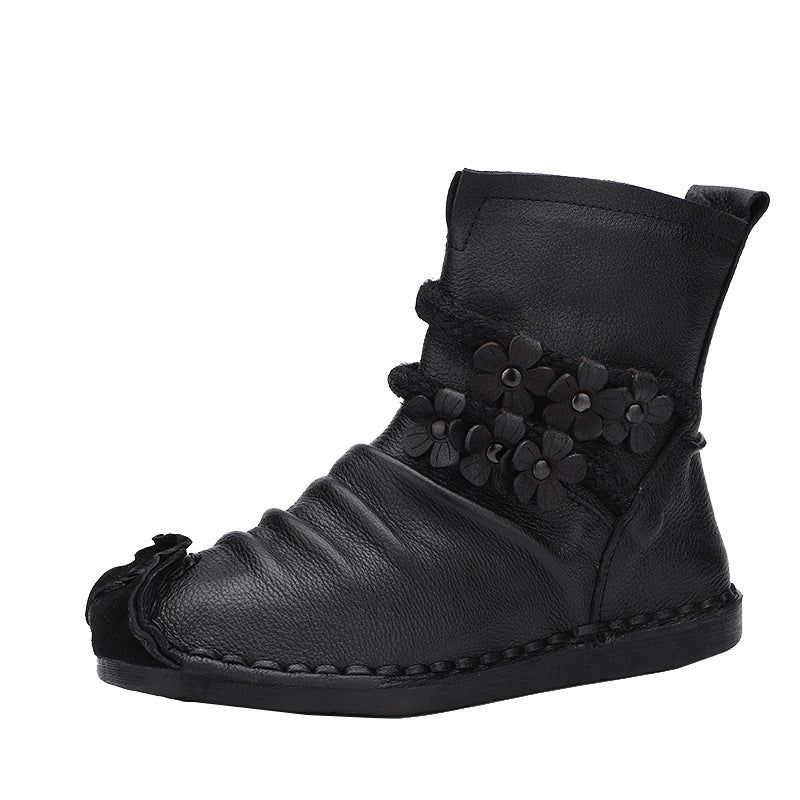 Herbst-winter-leder-blumen-bequeme Retro-stiefel |geschenk-schuhe