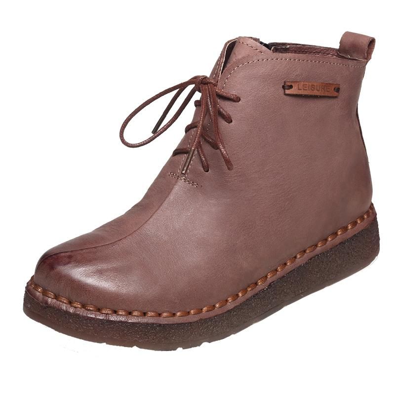 Herbst-winter-leder Handgefertigte Retro-damenstiefel